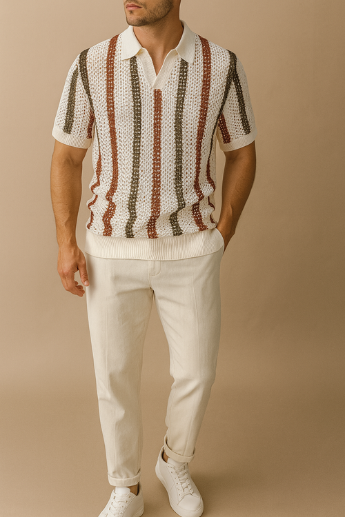 Striped Polo Trouser Set